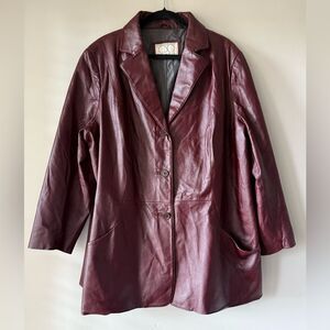 CBO New York Vintage Burgundy Leather Jacket Size XXL